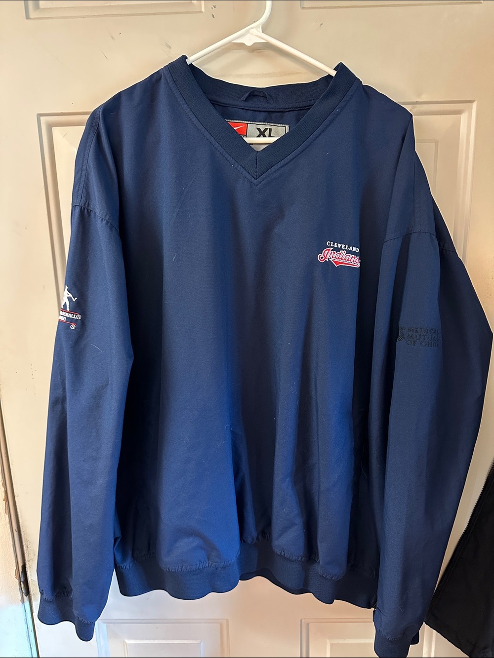 Nike Navy V-Neck Pullover with Cleveland Indians Chest Logo